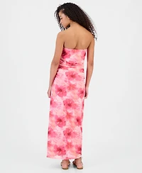 Madden Girl Strapless Mesh Maxi Dress