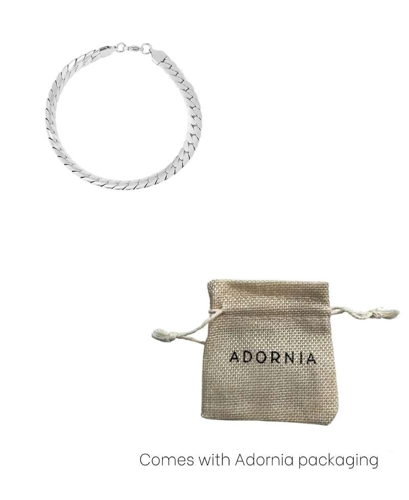 Adornia Tarnish Resistant Men's Silver Flat Curb Chain Bracelet