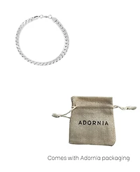 Adornia Tarnish Resistant Men's Silver Flat Curb Chain Bracelet