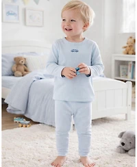 MeMoi Baby Boys 2 Piece "Vintage Race Car" Embroidered Mini-Ribbed Pull-On Lounge Set