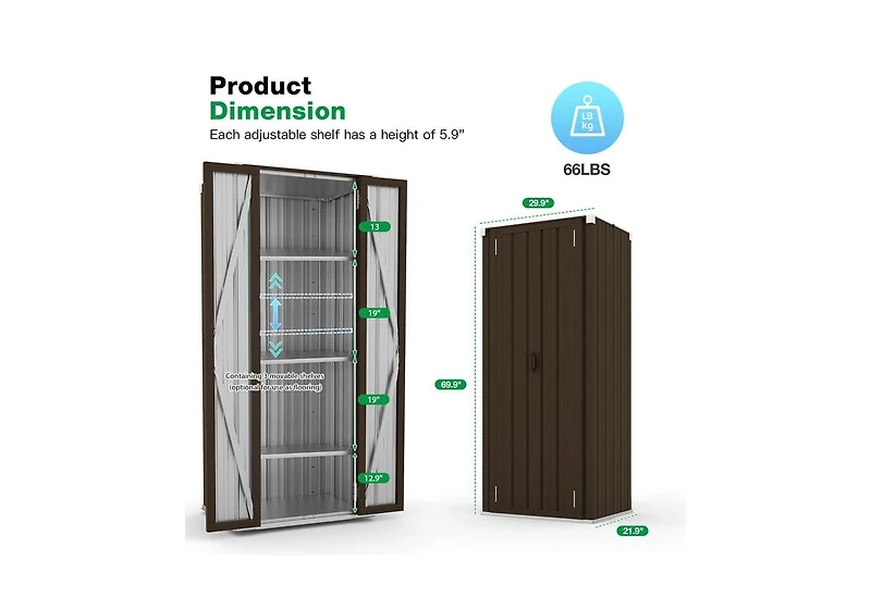 Aecojoy Outdoor Storage Cabinet Waterproof with Shelves