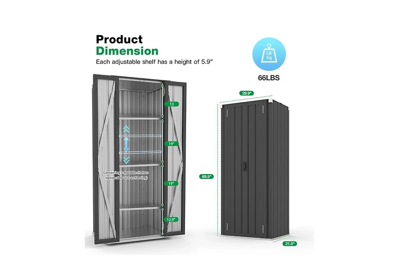 Aecojoy Outdoor Storage Cabinet Waterproof with Shelves