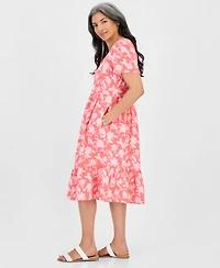 Style & Co Petite Cotton Flutter-Sleeve Midi Dress, Macy's Exclusive