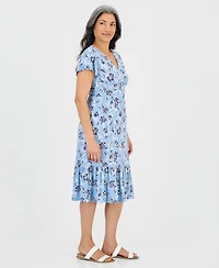 Style & Co Petite Printed Knit V-Neck Midi Dress, Macy's Exclusive