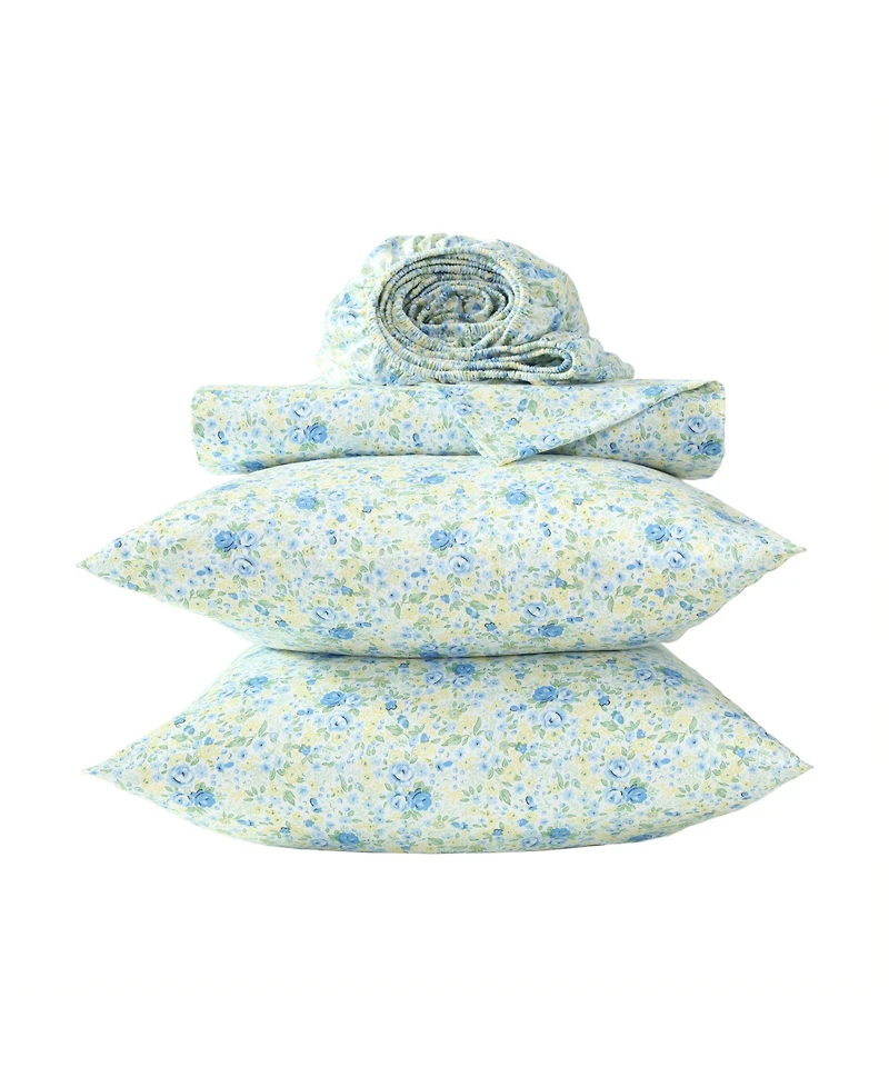 Laura Ashley Rowena 300-Thread Count Cotton Sateen 3-Pc. Sheet Set, Twin