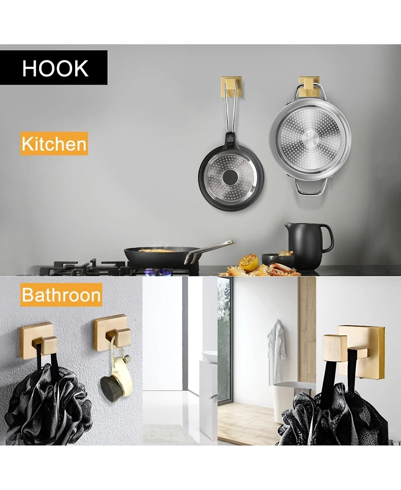 Rainsken 5 Pieces Bathroom Hardware Set, Towel Bar, Towel Holder, Toilet Paper Holder and Towel Hook