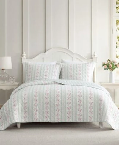 Laura Ashley Rosebud Stripe Reversible Quilt Sets