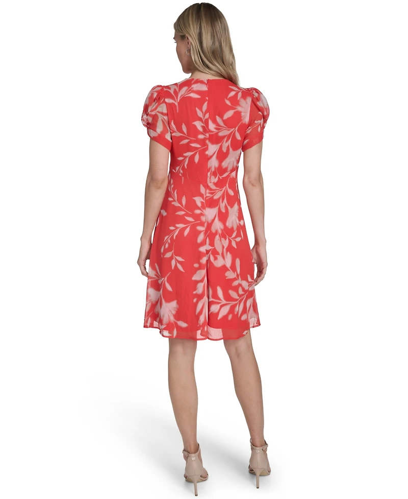 Calvin Klein Petite Short-Sleeves Chiffon Dress
