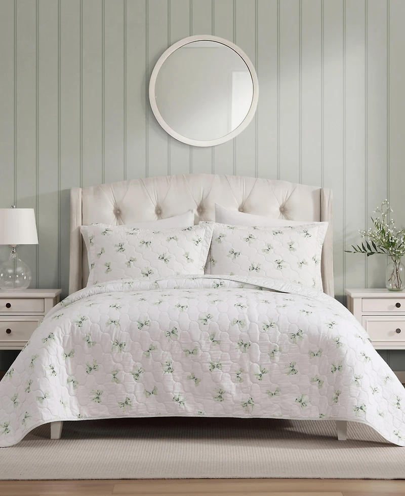 Laura Ashley Bouncy Bows Reversible 2-Pc. Quilt Set, Twin