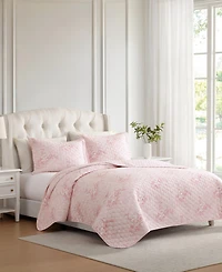 Laura Ashley Toile Delightful Reversible -Pc. Quilt Set