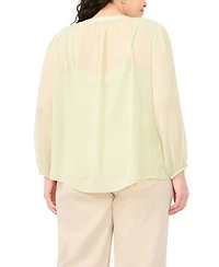 Vince Camuto Plus Half Placket Shirred Yoke Blouse