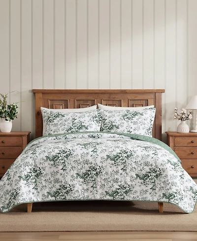 Laura Ashley Toile Delight Reversible 2-Pc. Quilt Set, Twin