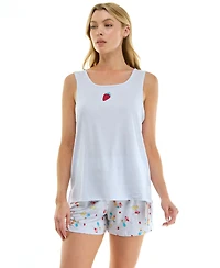 Jaclyn Intimates Women's Sleeveless Tank Top and Pajama Shorts, 2-Piece Set