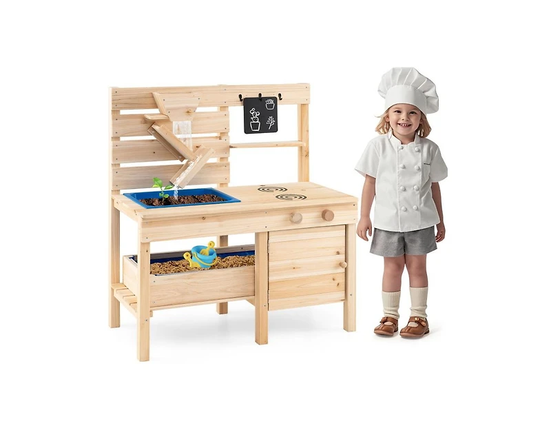 Slickblue Outdoor Play Pretend Kitchen with Detachable Sandbox and Removable