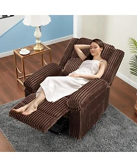 gaomon Corduroy Recliner Chair, Manual Recliner Sofa with Handle, Pillow Top Arms, Thick Padding, Side Pocket