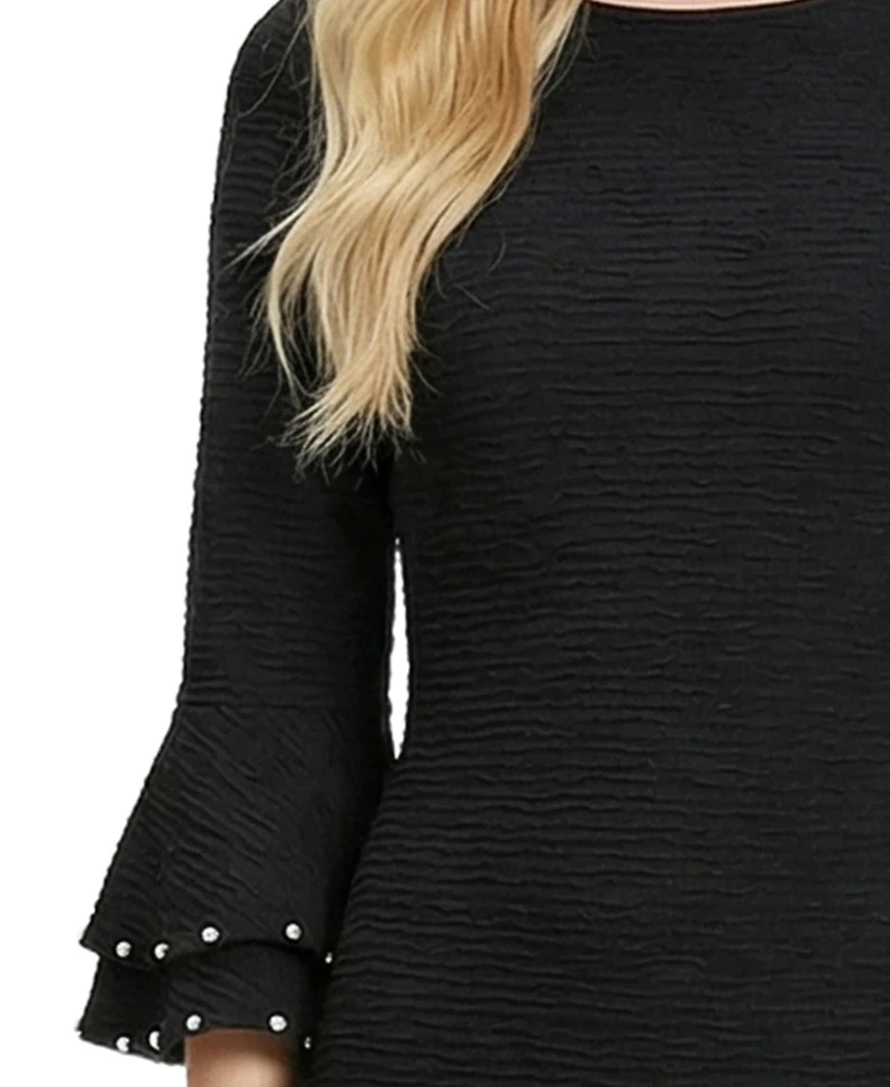 Ny Collection Women's Long-Sleeve Dress with Bell Cuffs