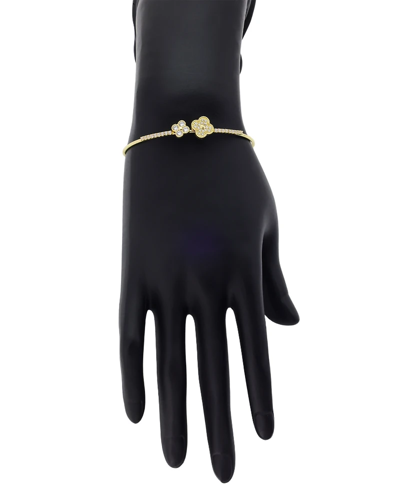 Unwritten Cubic Zirconia Double Clover Cuff Bracelet