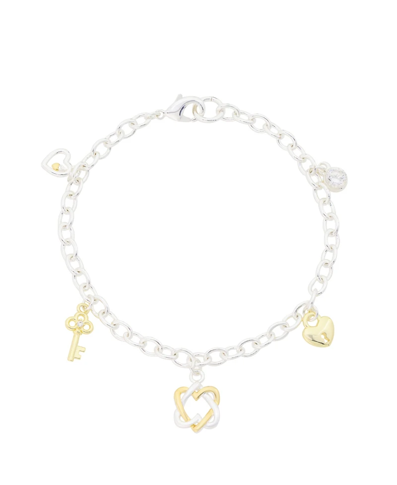 Unwritten Cubic Zirconia Open Heart Charm Bracelet