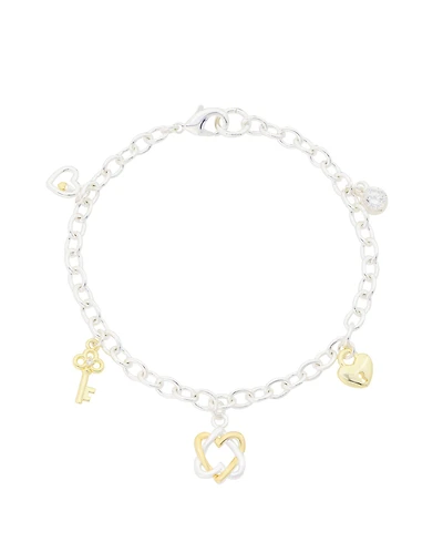 Unwritten Cubic Zirconia Open Heart Charm Bracelet