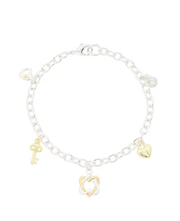Unwritten Cubic Zirconia Open Heart Charm Bracelet