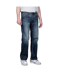 Level 7 Men's Relaxed Bootcut Basic 5-Pocket Distressed Denim Jeans