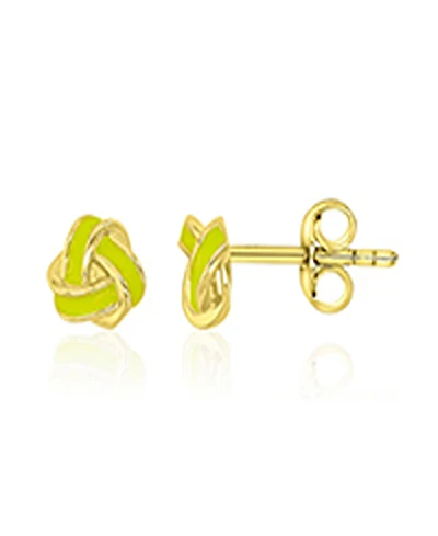 Macy's Yellow Enamel Knot Stud Earrings in 14k Yellow Gold Over Sterling Silver