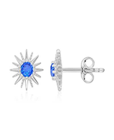 Macy's Created Blue Spinel Starburst Stud Earrings in Rhodium Over Sterling Silver