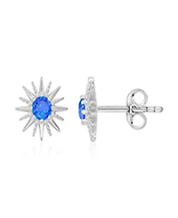 Macy's Created Blue Spinel Starburst Stud Earrings in Rhodium Over Sterling Silver