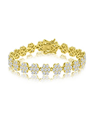 Macy's Cubic Zirconia Flower Tennis Bracelet in 14k Yellow Gold Over Sterling Silver