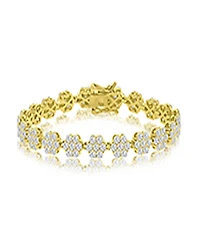Macy's Cubic Zirconia Flower Tennis Bracelet in 14k Yellow Gold Over Sterling Silver