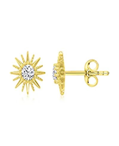 Macy's Cubic Zirconia Starburst Stud Earrings in 14k Yellow Gold Over Sterling Silver