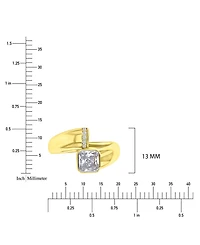Macy's Polished Cubic Zirconia Engagement Ring in 14k Yellow Gold Over Sterling Silver