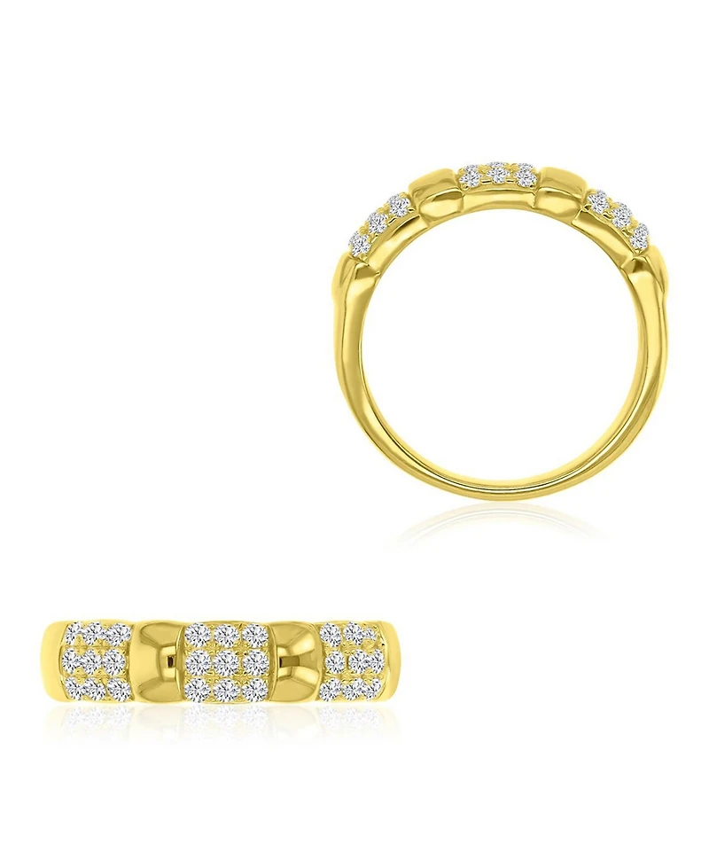 Macy's Cubic Zirconia Half Pave Ring in 14k Yellow Gold Over Sterling Silver