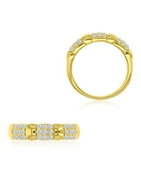Macy's Cubic Zirconia Half Pave Ring in 14k Yellow Gold Over Sterling Silver