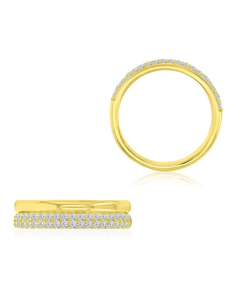Macy's Cubic Zirconia Two-Row Ring in 14k Yellow Gold Over Sterling Silver
