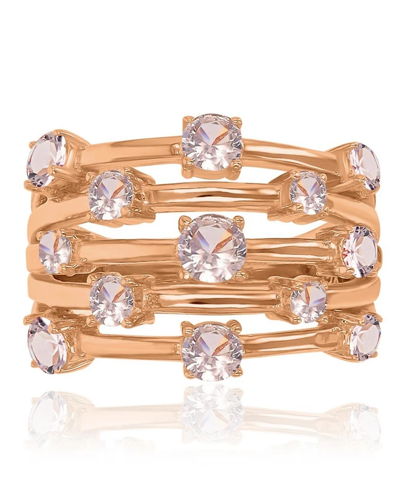 Macy's Morganite 5-Row Ring in 14k Rose Gold Over Sterling Silver