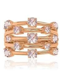 Macy's Morganite 5-Row Ring in 14k Rose Gold Over Sterling Silver
