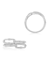 Macy's Classic Cubic Zirconia Link Ring Rhodium Over Sterling Silver