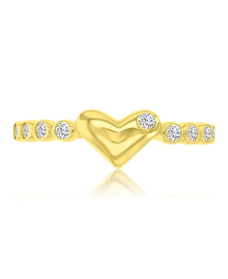 Macy's Cubic Zirconia Heart Ring in 14k Yellow Gold Over Sterling Silver