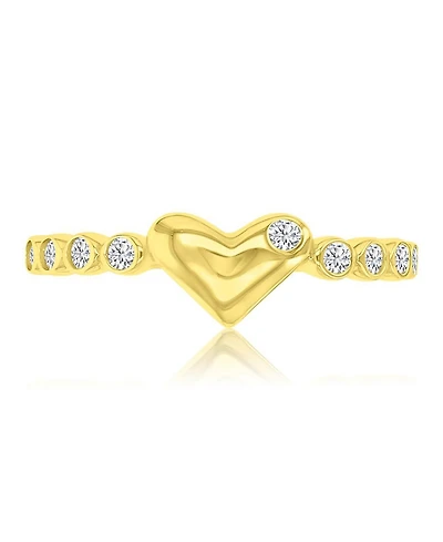 Macy's Cubic Zirconia Heart Ring 14k Yellow Gold Over Sterling Silver