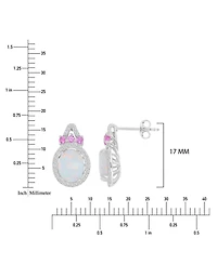 Macy's Created Opal, Pink Sapphire & White Sapphire Earrings in Rhodium Over Sterling Silver