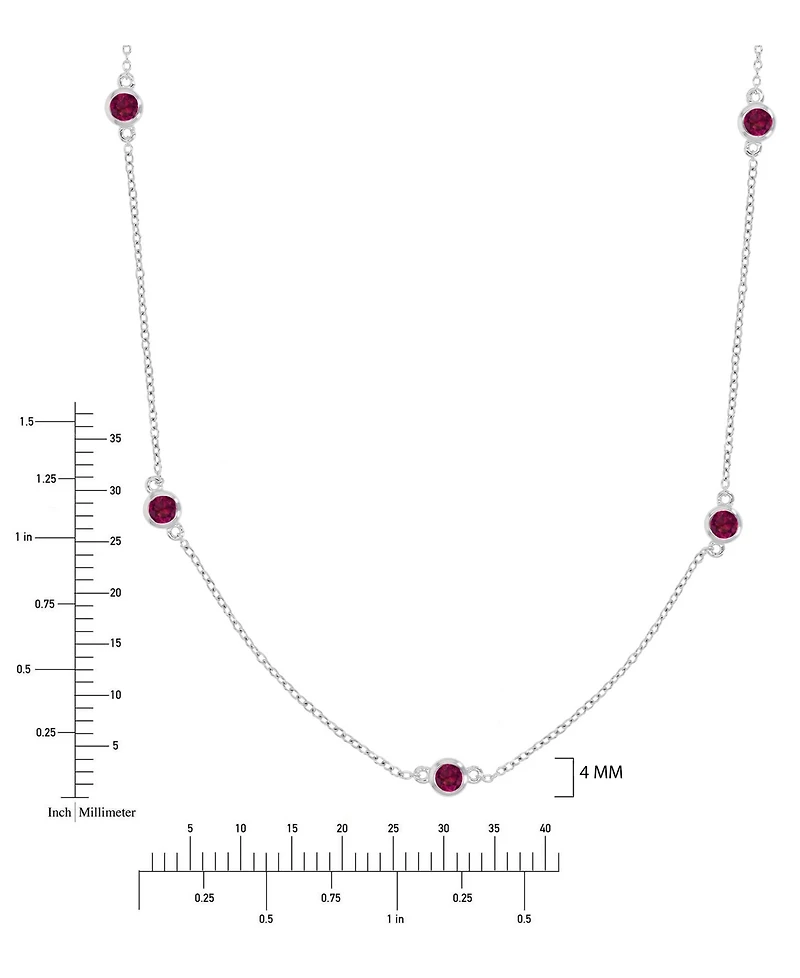 Macy's Created Ruby Station Necklace in Rhodium Over Sterling Silver