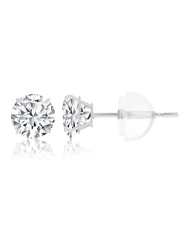 Macy's White Swarovski Zirconia Solitaire Earrings in 14k White Gold