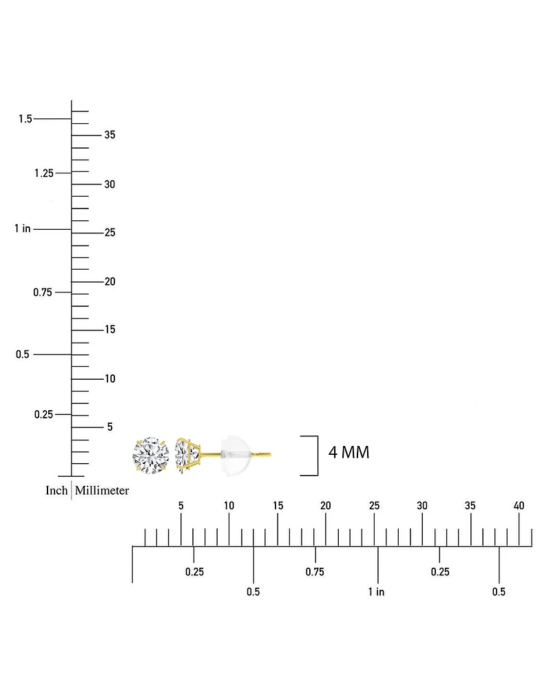 Macy's White Swarovski Zirconia Solitaire Earrings in 14k Yellow Gold
