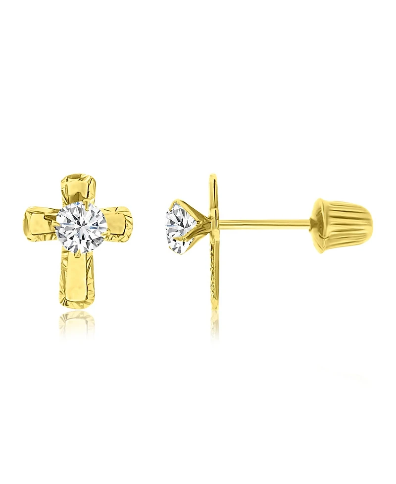 Macy's Cross Stud Earrings in 14k Yellow Gold Over Sterling Silver