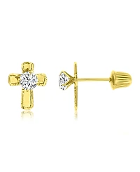 Macy's Cross Stud Earrings in 14k Yellow Gold Over Sterling Silver