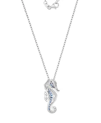 Macy's Created White Sapphire & Blue Sapphire Seahorse Necklace in Rhodium Over Sterling Silver