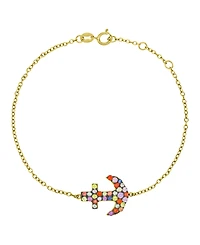 Macy's Multi-Color Sapphire Anchor Bracelet in 14k Yellow Gold Over Sterling Silver