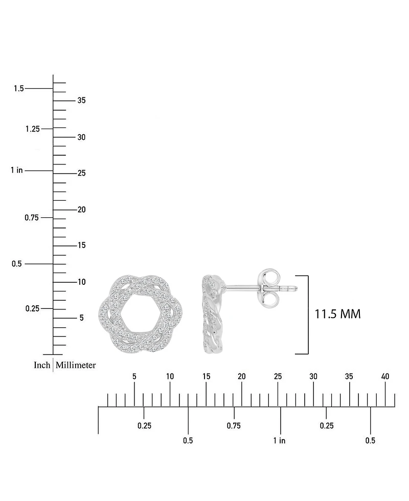 Macy's Created White Sapphire Invert Open Circle Stud Earrings in Rhodium Over Sterling Silver