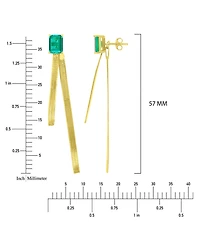 Macy's Created Emerald Herringbone Chain Dangling Earrings in 14k Yellow Gold Over Sterling Silver